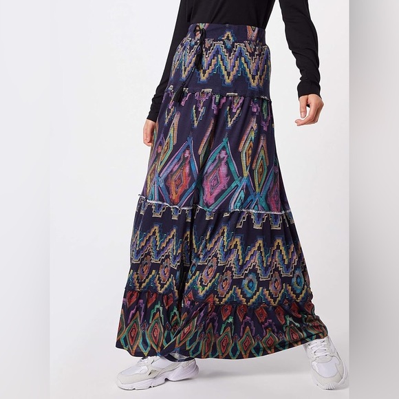 Desigual Tiered Maxi Drawcord Waist Knit Skirt Size S - Picture 4 of 16